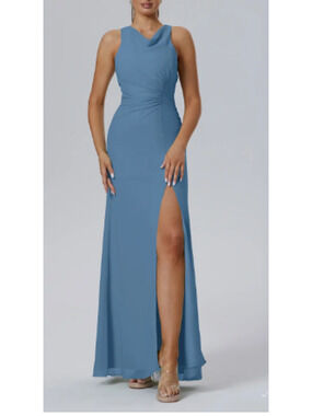 AW BRIDAL 6 S dusty blue Catheryn wedding guest bridesmaid maxi dress NEW 0B2